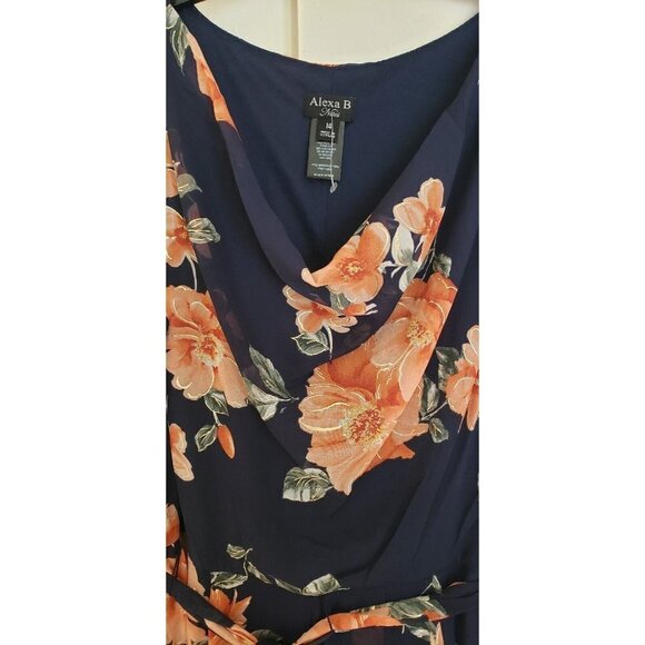 NWT ALEXA B NIGHT MAXI  SEQUIN FLOWER DRESS SZ 14 - Picture 4 of 7